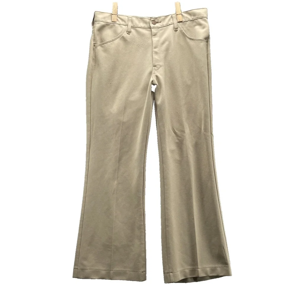 Vintage Farah Trouser Flare Pant Men's 34x29* Khaki 70's Disco Academia Business